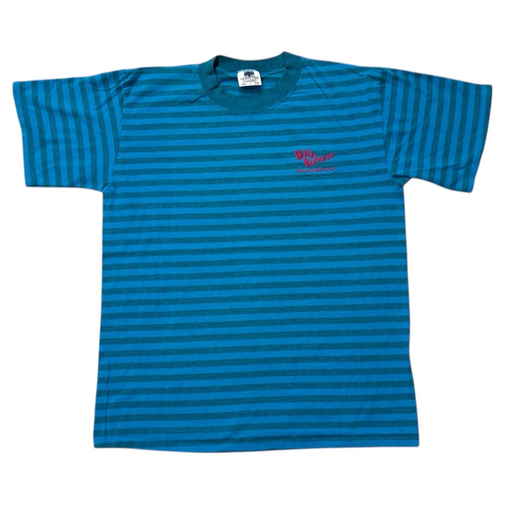 Kingstree Classic 100% cotton Blue Striped Big Kahuna Nassau Bahamas USA TShirt